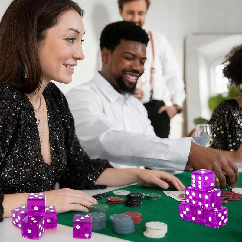 Abilat 12 Pieces 19mm Casino Dice Set Acrylic Translucent 6 Sided Game Dices Square Corner Dice for Casino Vegas Theme Birthday Party Supplies Board Games Table Games (Purple) - Image 3